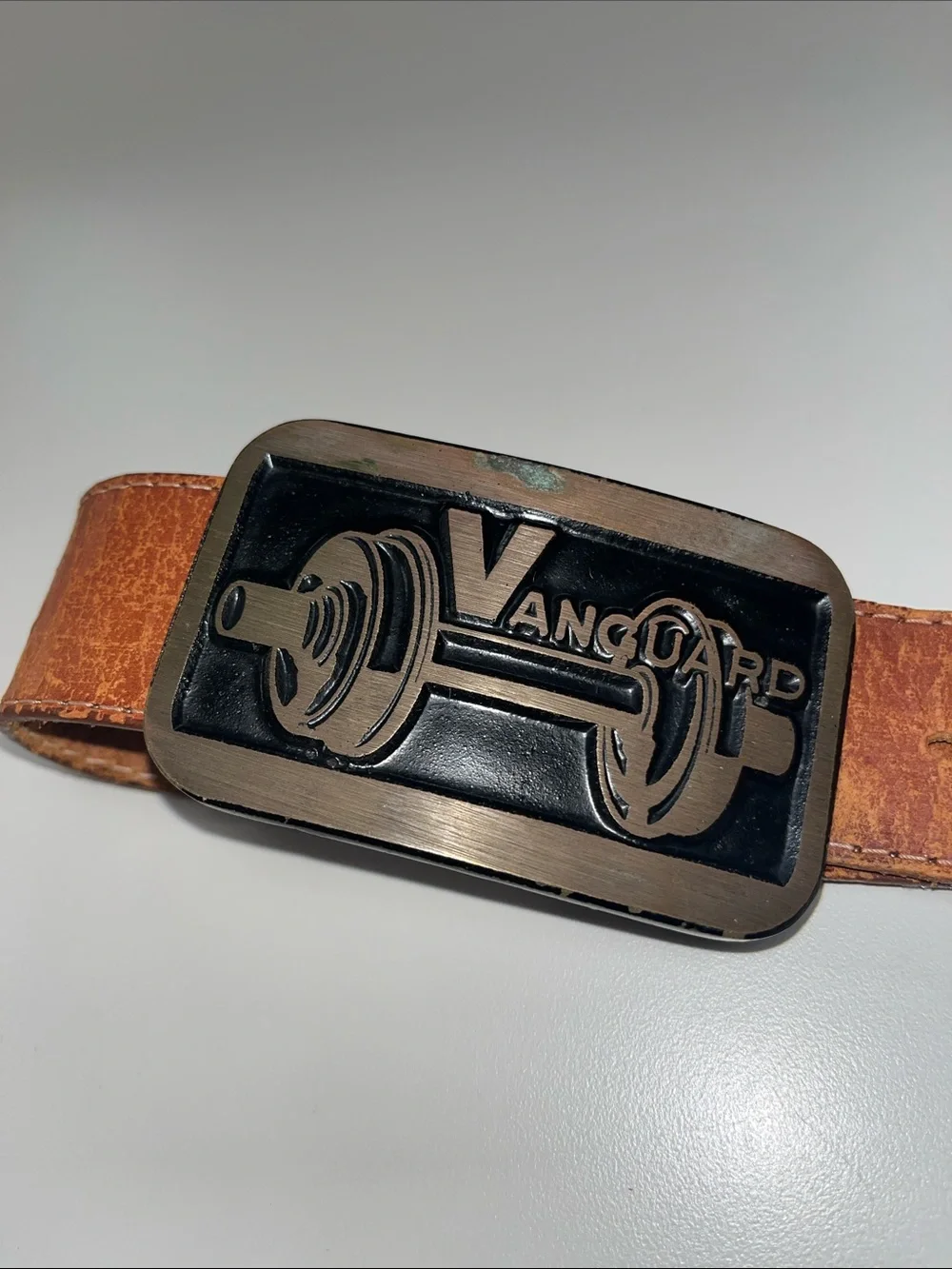 Dyna Buckle Devy Brown Leather Belt w/ Vanguard Brass Buckle